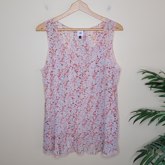 CAbi | #5032 Bella Floral Tiered Sleeveless Tank Blouse Size Medium - Picture 9 of 9